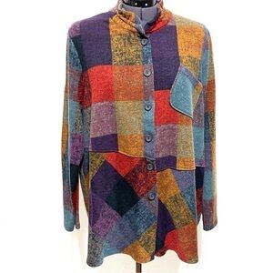 TERRA by SJ Apparel Woman Tunic Shirt Purple/Mustard Shirt Size L